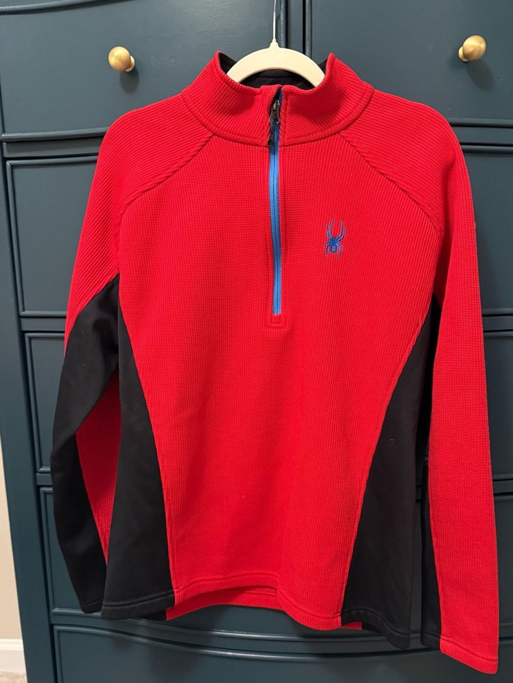 Men's Spider Red Quarter-Zip Performance Sweater